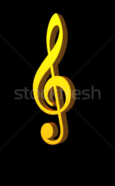 Muziek gouden nota sleutel zwarte 3d illustration Stockfoto © drizzd