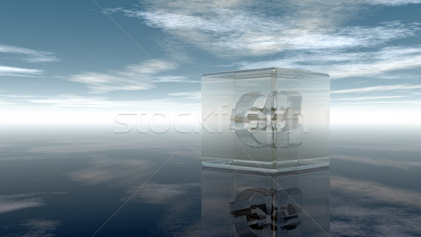 euro symbol in glass cube under cloudy blue sky - 3d illustration Stock photo © drizzd