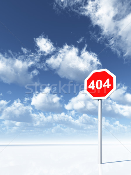 Fehler 404 Zeichen bewölkt blauer Himmel 3D-Darstellung Stock foto © drizzd