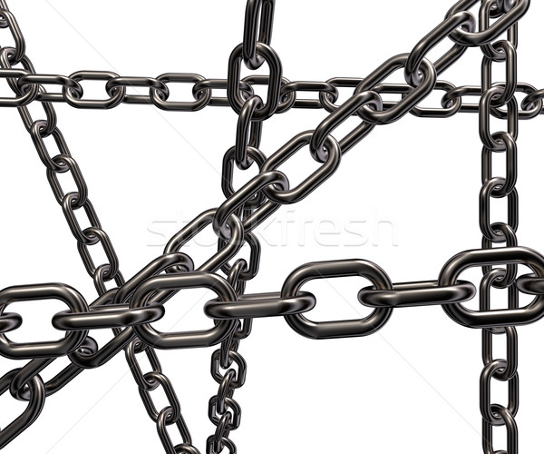 Metaal ketens wanorde witte 3d illustration frame Stockfoto © drizzd