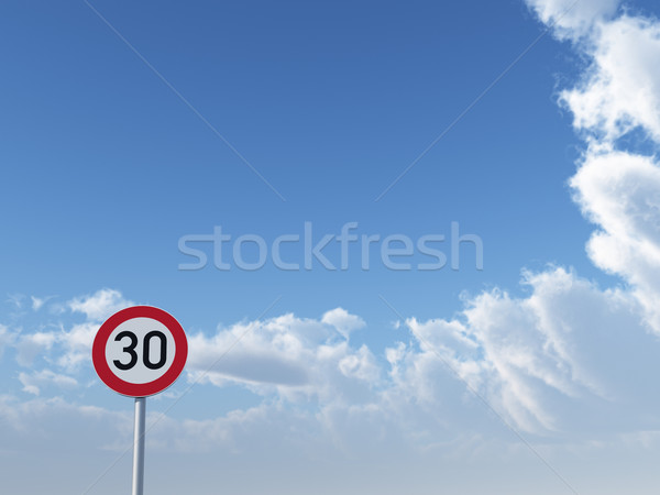 制限速度 30 曇った 青空 3次元の図 ストックフォト © drizzd