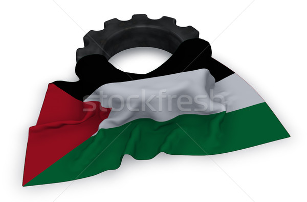 gear wheel and flag of Palestine - 3d rendering Stock photo © drizzd
