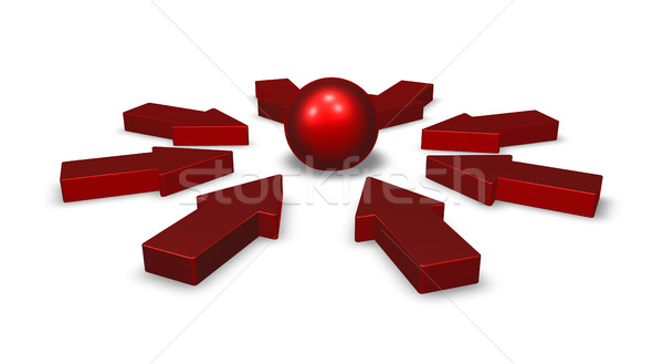 arrows and sphere - 3d rendering Stock photo © drizzd