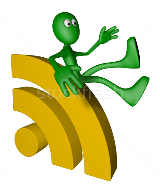 Rss símbolo verde cara ilustração 3d internet Foto stock © drizzd