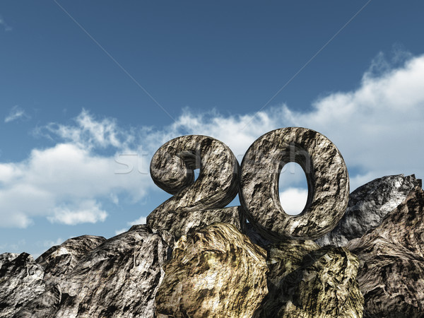 Zahl zwanzig rock bewölkt blauer Himmel 3D-Darstellung Stock foto © drizzd