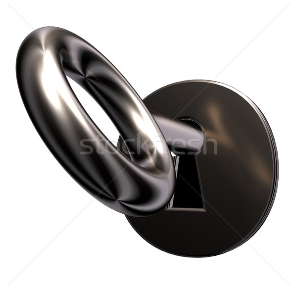 Buraco de fechadura chave branco ilustração 3d porta metal Foto stock © drizzd
