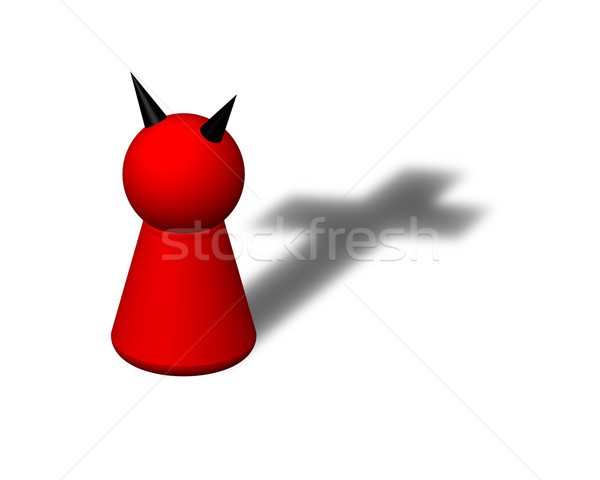 Leugenaar spelen cijfer duivel kruis schaduw Stockfoto © drizzd