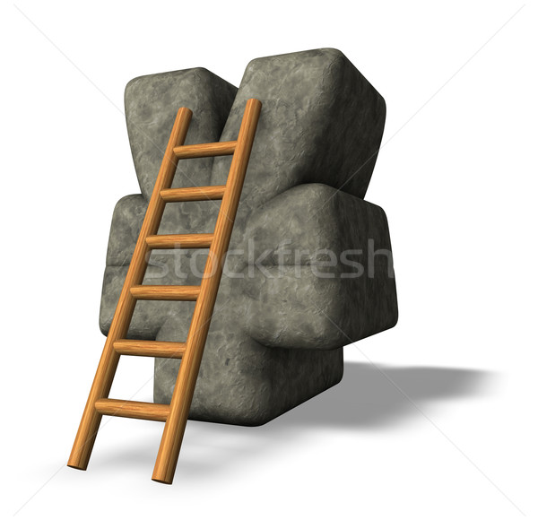 Piedra yen símbolo escalera 3d dinero Foto stock © drizzd