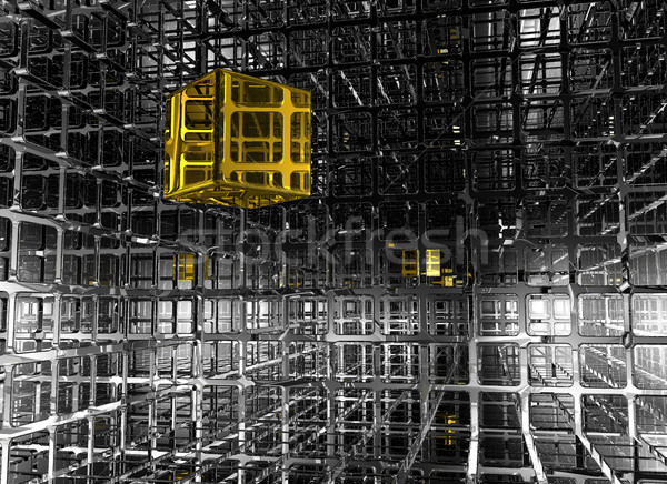 Abstract futuristic cub ilustrare 3d proiect artă Imagine de stoc © drizzd