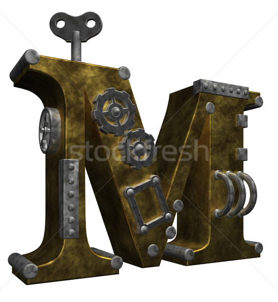 Steampunk letra m blanco 3d tecnología metal Foto stock © drizzd