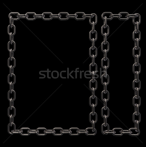 Metal łańcuchy ramki granicy czarny 3d ilustracji Zdjęcia stock © drizzd