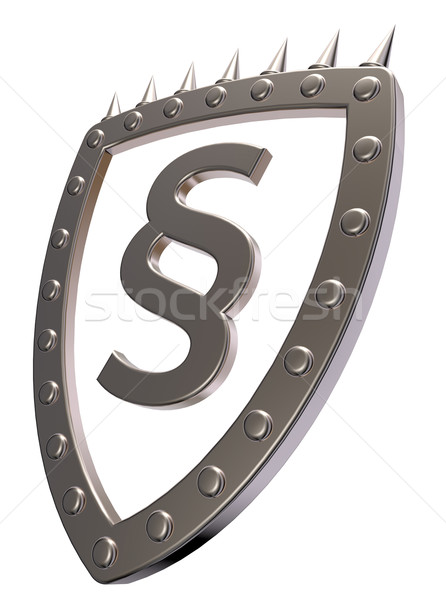 Foto stock: Escudo · parágrafo · símbolo · metal · assinar · branco