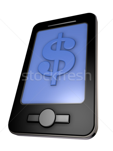 Komórkowych działalności smartphone Dolar symbol 3d ilustracji Zdjęcia stock © drizzd