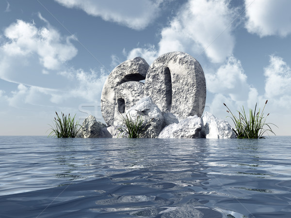 Stockfoto: Aantal · zestig · rock · water · 3d · illustration · partij