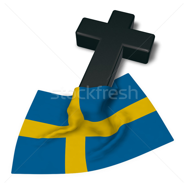 christian cross and flag of sweden - 3d rendering Stock photo © drizzd