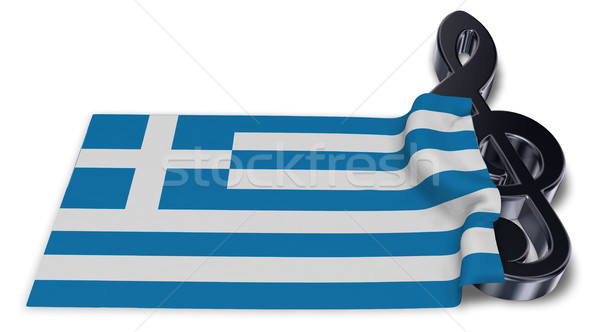 clef and flag of greece - 3d rendering Stock photo © drizzd