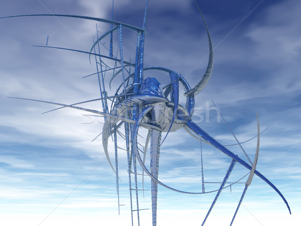 Abstrakten Tentakel Himmel 3D-Darstellung Bau Arbeit Stock foto © drizzd
