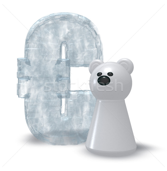 ice euro symbol and white bear pawn - 3d rendering Stock photo © drizzd