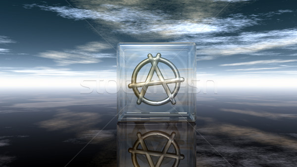 Fém anarchia szimbólum üveg kocka 3D Stock fotó © drizzd