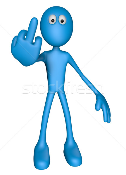 Mitte Finger blau guy 3D-Darstellung Hand Stock foto © drizzd