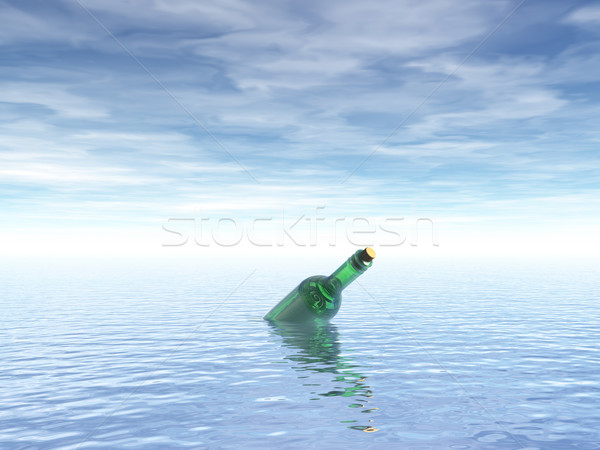 сообщение бутылку океана 3d иллюстрации бумаги почты Сток-фото © drizzd