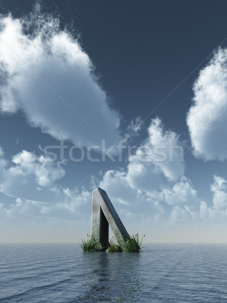 バイキング 岩 海 3次元の図 雲 宗教 ストックフォト © drizzd