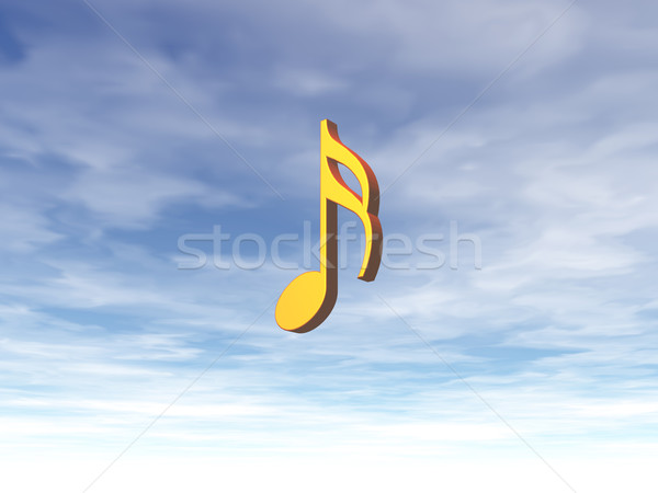 Foto stock: Música · dourado · nota · nublado · céu · ilustração · 3d