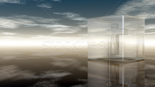 Christian cruz vidrio cubo nublado cielo Foto stock © drizzd