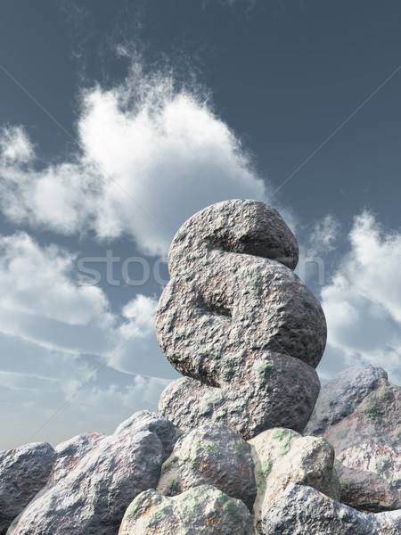 Stock foto: Absatz · Symbol · rock · bewölkt · blauer · Himmel · 3D-Darstellung