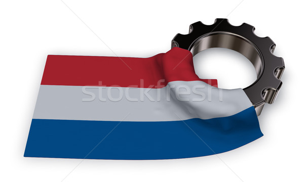 gear wheel and flag of the netherlands - 3d rendering Stock photo © drizzd