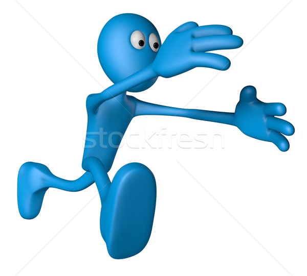 Uciec uruchomiony niebieski facet 3d ilustracji fitness Zdjęcia stock © drizzd