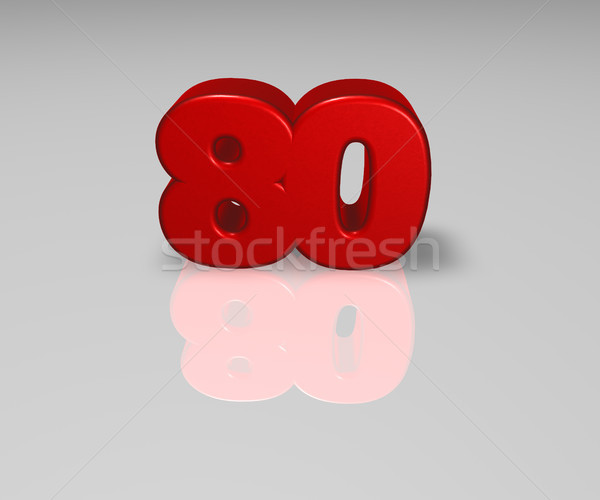 Número ochenta rojo brillante superficie 3d Foto stock © drizzd