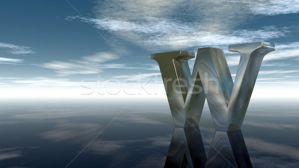 metal uppercase letter w under cloudy sky - 3d rendering Stock photo © drizzd