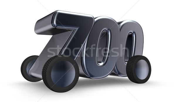 Siedem sto numer koła 3d ilustracji samochodu Zdjęcia stock © drizzd