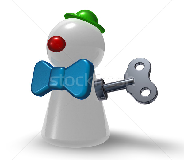 wind-up clown pawn on white background - 3d illustration Stock photo © drizzd