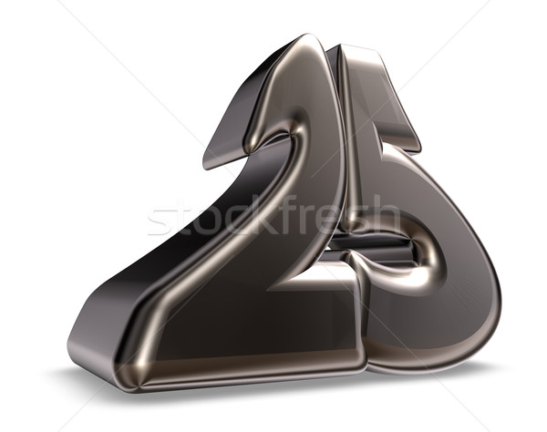 Numer dwadzieścia pięć metal biały 3d ilustracji Zdjęcia stock © drizzd