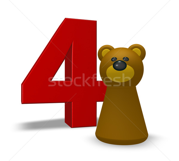 Aantal vier beer bruine beer 3d illustration verjaardag Stockfoto © drizzd