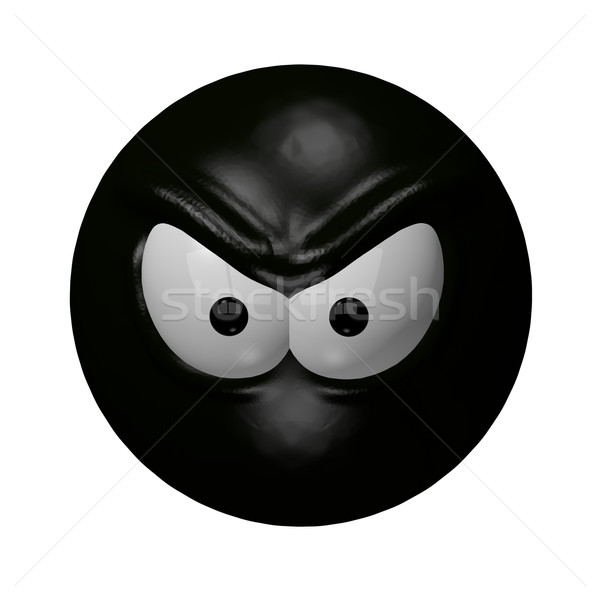 Szörnyű gonosz fekete emotikon 3d illusztráció arc Stock fotó © drizzd