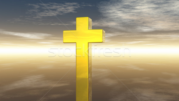christian cross under cloudy sky - 3d rendering Stock photo © drizzd