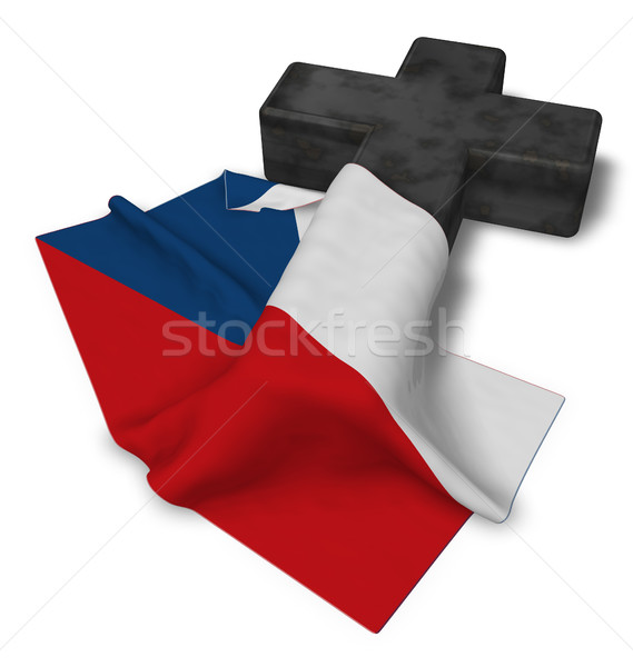 christian cross and flag of the Czech Republic - 3d rendering Stock photo © drizzd