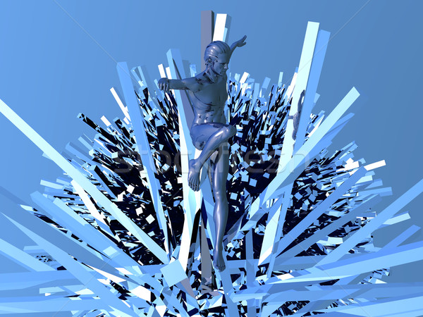 Rave Landung Metall Mann Techno 3D-Darstellung Stock foto © drizzd