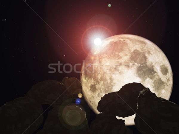 Ay uzay 3d illustration güneş Yıldız güneş Stok fotoğraf © drizzd