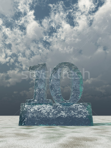 Congelés nombre dix 10 nuageux ciel bleu [[stock_photo]] © drizzd