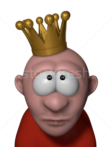 König Zeichentrickfigur Krone Kopf 3D-Darstellung Metall Stock foto © drizzd