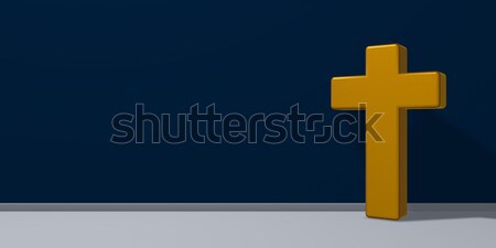 christian cross in front of blue wound - 3d rendering Stock photo © drizzd