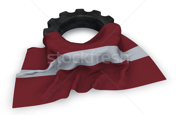 Gear колесо флаг 3D строительство Сток-фото © drizzd
