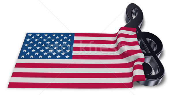 clef symbol and flag of the usa - 3d rendering Stock photo © drizzd