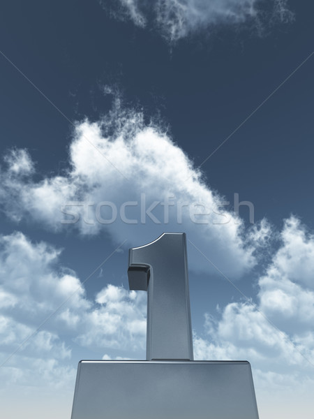 Stock fotó: Legelső · fém · felhős · kék · ég · 3d · illusztráció · felhők
