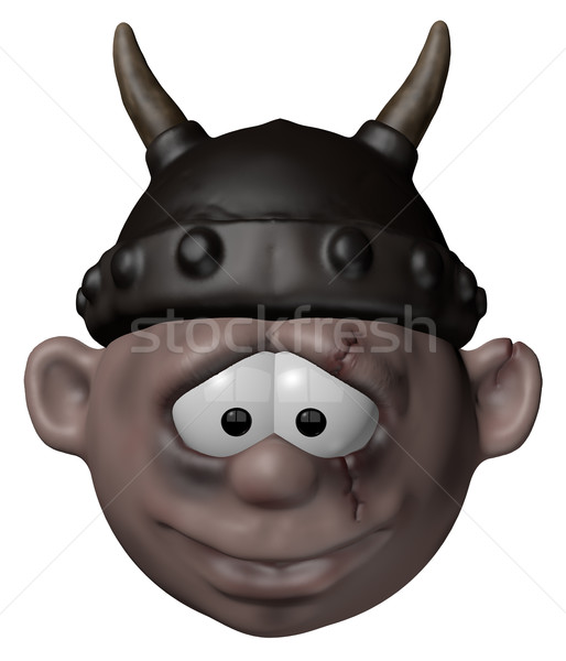 Viking personnage casque 3D cartoon illustration [[stock_photo]] © drizzd