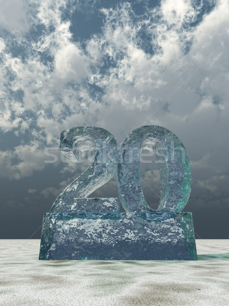 [[stock_photo]]: Congelés · nombre · vingt · 20 · nuageux · ciel · bleu